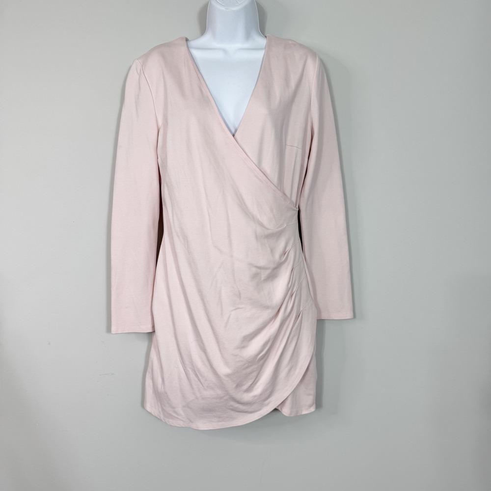 Love X Design Dress Womens Large Pink‎ Long Sleeve Wrap Ruched Mini Party